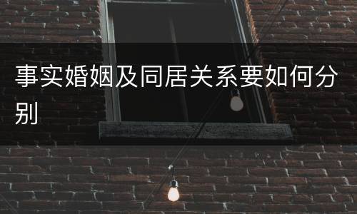 事实婚姻及同居关系要如何分别