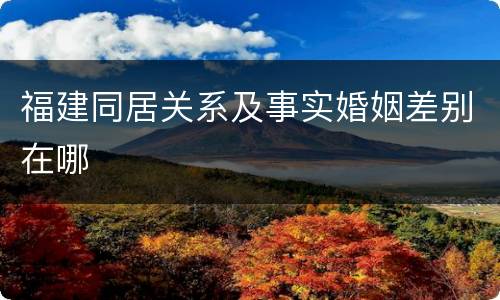 福建同居关系及事实婚姻差别在哪