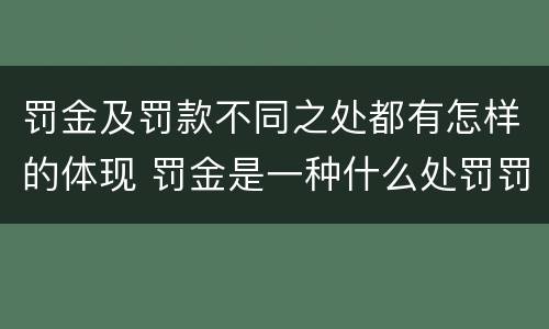 罚金及罚款不同之处都有怎样的体现 罚金是一种什么处罚罚款是一种什么处罚