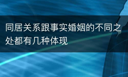 同居关系跟事实婚姻的不同之处都有几种体现
