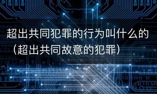 超出共同犯罪的行为叫什么的（超出共同故意的犯罪）