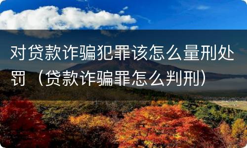 对贷款诈骗犯罪该怎么量刑处罚（贷款诈骗罪怎么判刑）