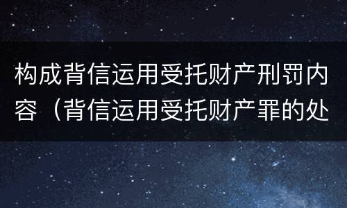 构成背信运用受托财产刑罚内容（背信运用受托财产罪的处罚对象）