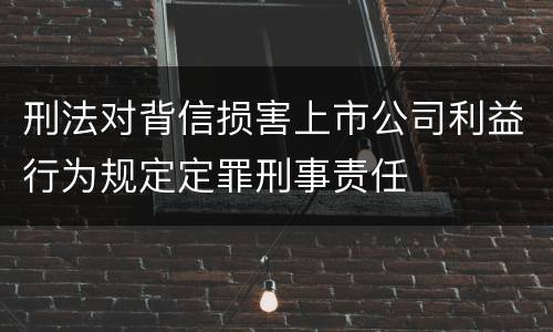 刑法对背信损害上市公司利益行为规定定罪刑事责任