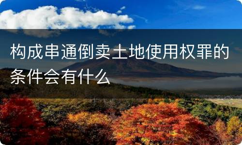 构成串通倒卖土地使用权罪的条件会有什么