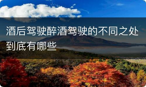 酒后驾驶醉酒驾驶的不同之处到底有哪些