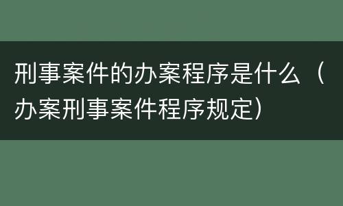 刑事案件的办案程序是什么（办案刑事案件程序规定）