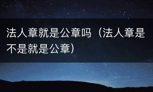法人章就是公章吗（法人章是不是就是公章）
