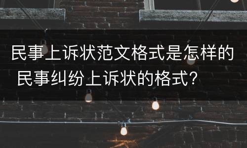 民事上诉状范文格式是怎样的 民事纠纷上诉状的格式?