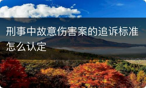 刑事中故意伤害案的追诉标准怎么认定