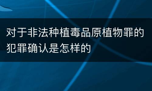 对于非法种植毒品原植物罪的犯罪确认是怎样的