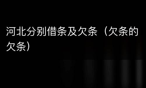 河北分别借条及欠条（欠条的欠条）