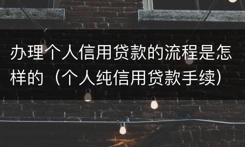 办理个人信用贷款的流程是怎样的（个人纯信用贷款手续）
