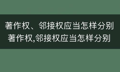 著作权、邻接权应当怎样分别 著作权,邻接权应当怎样分别使用