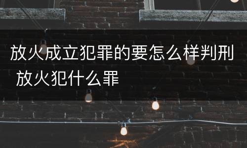 放火成立犯罪的要怎么样判刑 放火犯什么罪