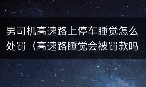 男司机高速路上停车睡觉怎么处罚（高速路睡觉会被罚款吗）
