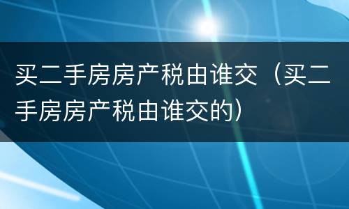 买二手房房产税由谁交（买二手房房产税由谁交的）