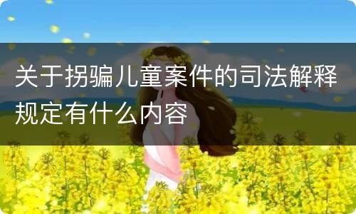 关于拐骗儿童案件的司法解释规定有什么内容