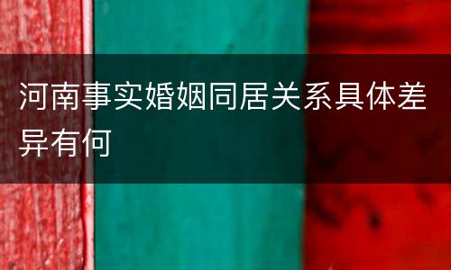 河南事实婚姻同居关系具体差异有何
