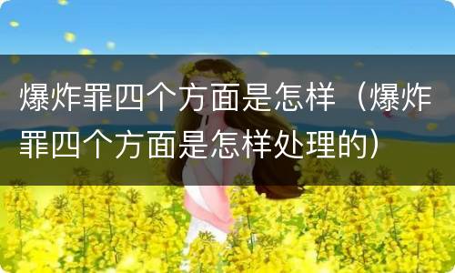 爆炸罪四个方面是怎样（爆炸罪四个方面是怎样处理的）