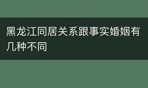 黑龙江同居关系跟事实婚姻有几种不同