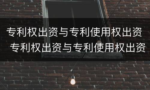 专利权出资与专利使用权出资 专利权出资与专利使用权出资的区别