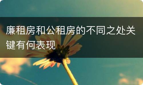 廉租房和公租房的不同之处关键有何表现