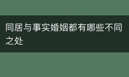同居与事实婚姻都有哪些不同之处