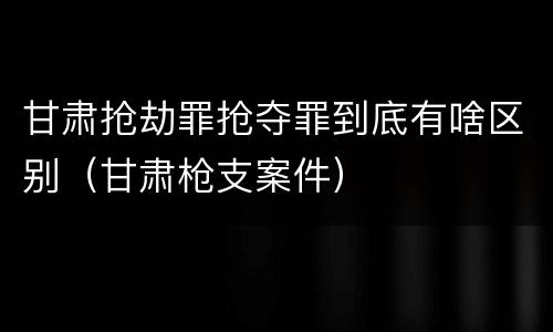 甘肃抢劫罪抢夺罪到底有啥区别（甘肃枪支案件）