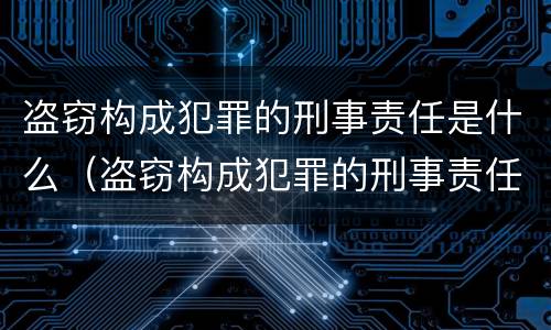盗窃构成犯罪的刑事责任是什么（盗窃构成犯罪的刑事责任是什么意思）