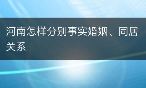 河南怎样分别事实婚姻、同居关系