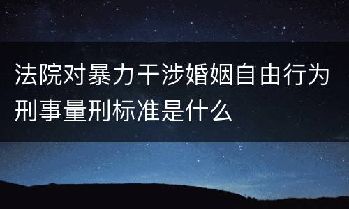 法院对暴力干涉婚姻自由行为刑事量刑标准是什么