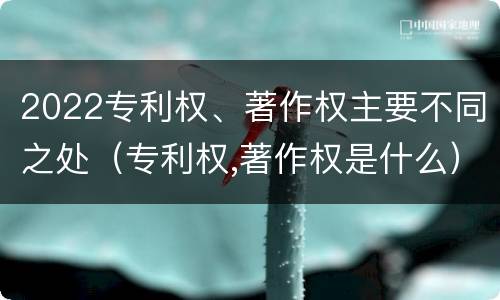 2022专利权、著作权主要不同之处（专利权,著作权是什么）