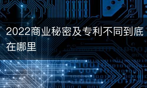 2022商业秘密及专利不同到底在哪里