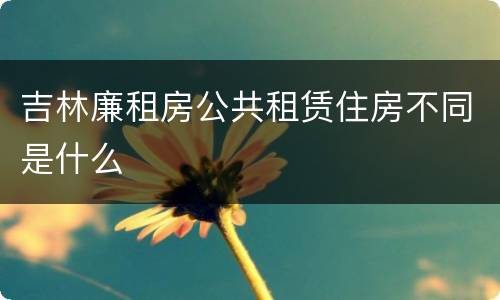 吉林廉租房公共租赁住房不同是什么