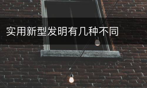 实用新型发明有几种不同