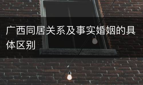 广西同居关系及事实婚姻的具体区别