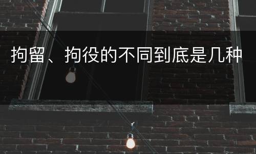 拘留、拘役的不同到底是几种