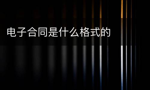 电子合同是什么格式的