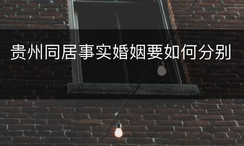 贵州同居事实婚姻要如何分别