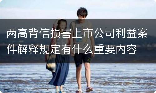 两高背信损害上市公司利益案件解释规定有什么重要内容