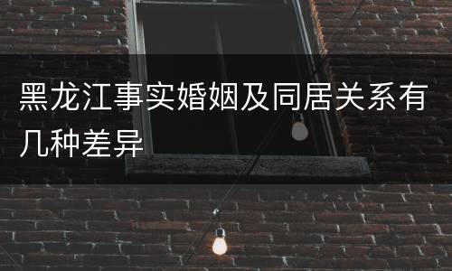 黑龙江事实婚姻及同居关系有几种差异