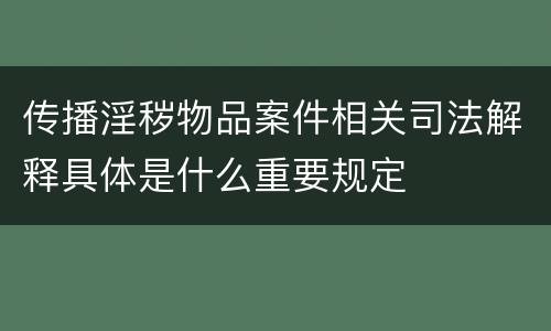 传播淫秽物品案件相关司法解释具体是什么重要规定