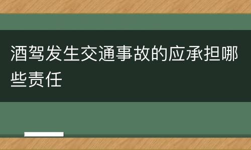 酒驾发生交通事故的应承担哪些责任