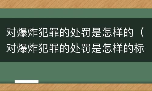对爆炸犯罪的处罚是怎样的（对爆炸犯罪的处罚是怎样的标准）