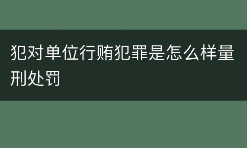 犯对单位行贿犯罪是怎么样量刑处罚
