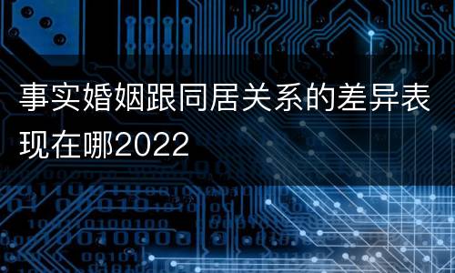 事实婚姻跟同居关系的差异表现在哪2022