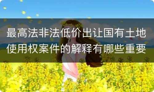 最高法非法低价出让国有土地使用权案件的解释有哪些重要规定