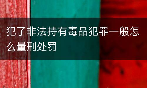 犯了非法持有毒品犯罪一般怎么量刑处罚
