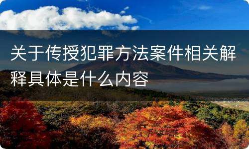 关于传授犯罪方法案件相关解释具体是什么内容